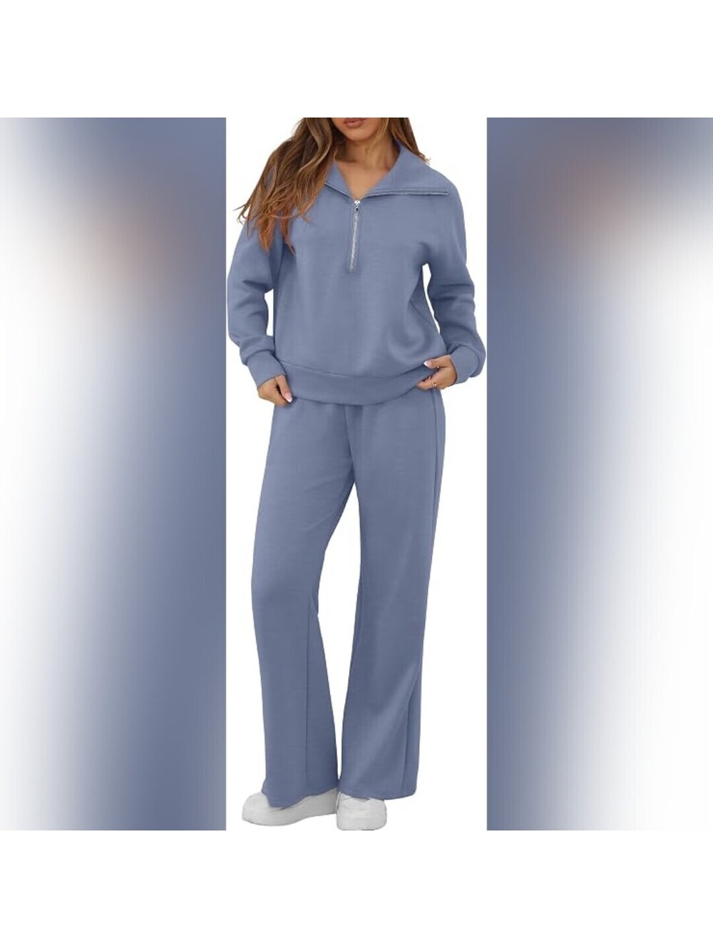 NWT GRECERELLE 2 Piece Half Zip Sweatshirt Wide Leg Sweatpant Lounge Set, XS